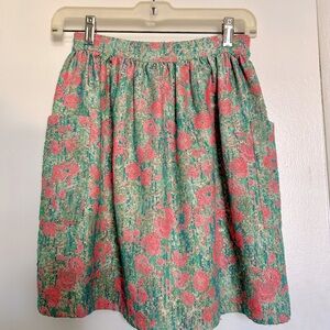 Vintage Mini Skirt Teal and Pink XS